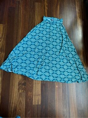 Blue Patterned convertible Maxi Skirt/strapless dress